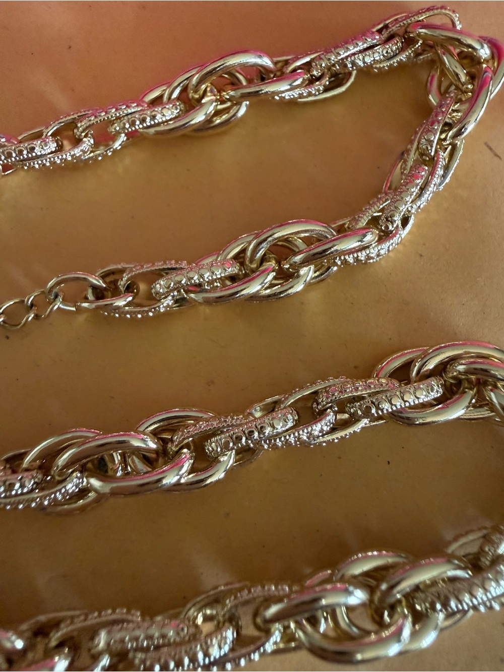 Gold-Tone Crystal Link Necklace - Women's Fashion Jewelry 20” adjustable to 22”.